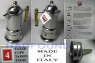 【經典款】精品 全新 MADE IN ITALY 義大利製 VEV VIGANO KONTESSA 4人份  鍍金柄 不鏽鋼 咖啡 摩卡壺(星巴克無售 )