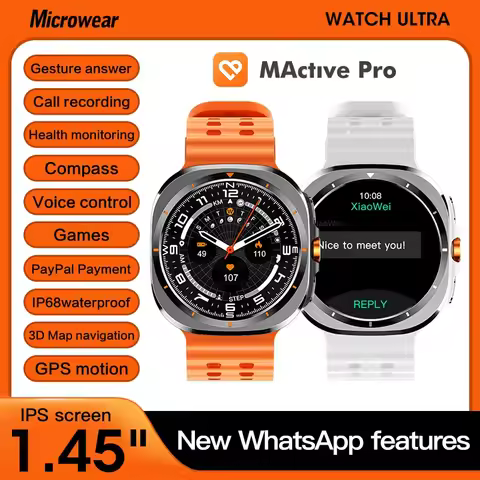 100% Microwear Ma27 Watch 7 ULTRA Smartwatch 1.45 Compass Sport Watch Bluetooth Call Function for Me
