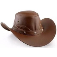 Cowboy Hat Topi Koboy Pria Kulit Sapi Asli Model Laken