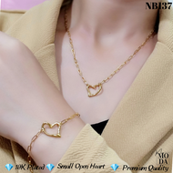 NB137 10K Saudi Gold Plated Open Heart Pendant Necklace | Bracelet Mini Paper Clip Chain Hypo Not Pawnable MIRAMODA