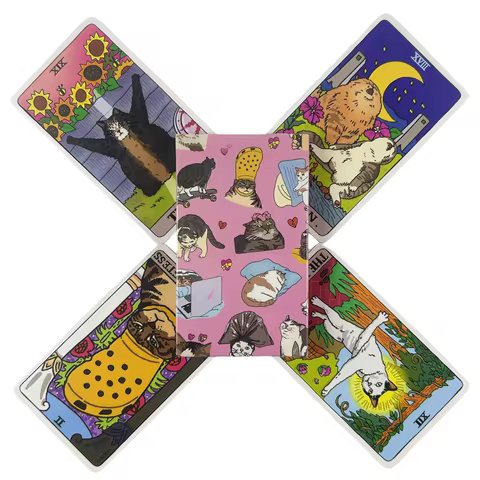 Cat Meme Tarot Cards 22 Major Arcana Cat Meme Tarot Funny Witchy Cat Tarot Deck Cat Kawaii Uwu Funny