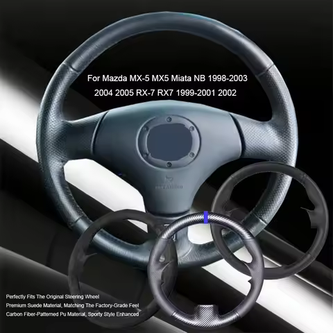 Custom Carbon Fiber Leather Car Steering Wheel Cover For Mazda MX-5 MX5 Miata NB 1998-2003 2004 2005