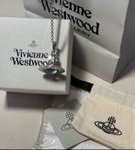 全新 vvw Vivienne Westwood   Petite orb 鋯石黃銅 土星球體吊墜 項鍊 頸鏈銀色 薄荷綠星球8050889174424