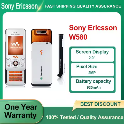 Refurbished Unlocked Sony Ericsson W580 W580i W580C Original Loudspeaker Bluetooth 2MP 2.0" inches P