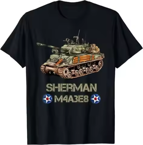 World War 2 Americans Tank M4 Sherman Memorabilia T-Shirt S-5xl