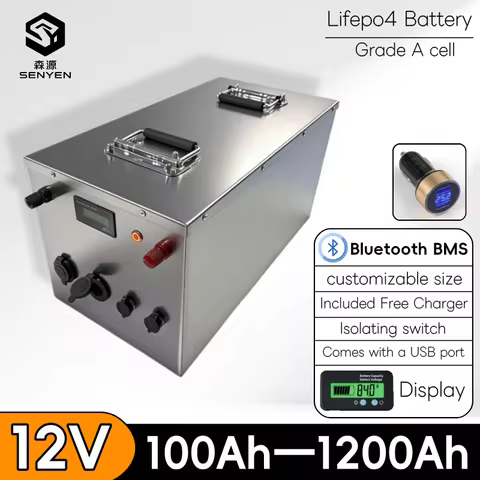 SENYEN-12V 100Ah 200Ah 300Ah 400Ah 500Ah 600Ah 800Ah 1000Ah 1200Ah lithium lifepo4 battery with Blue