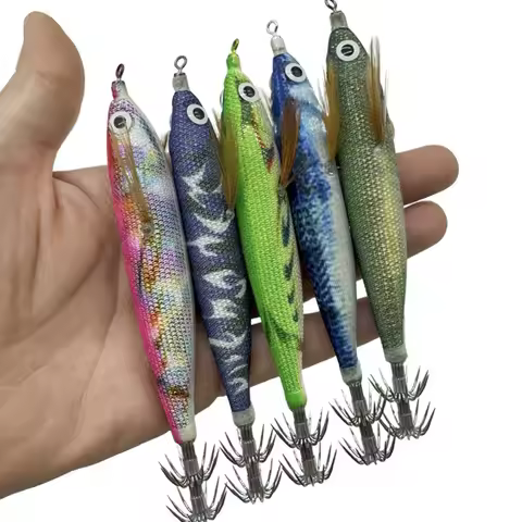 BKK HOOK 12cm Luminous Squid Jig Ball inside TOTO Lure Egi Shrimp Squid Jig Bait Hook Fishing Lure