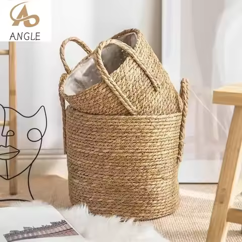 Natural Wicker Planter Basket Flower Pot Rattan Straw Flower Basket For Home Garden Decoration 20/25