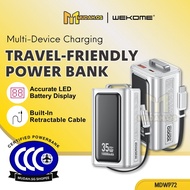 WEKOME Original 3C Powerbank CCC 10000mAh Display 35w Fast Charging Built In Extended Cable MDWP72