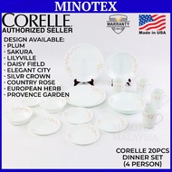 Corelle 20pcs (4 Person) With Mug Dinnerware Set Livingware Tableware Set Pinggan Corelle Mangkuk