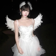 [Free Shipping] White Swan Halloween Pure Desire Feather Angel Set Cos White Wings Suit Cos Party Co