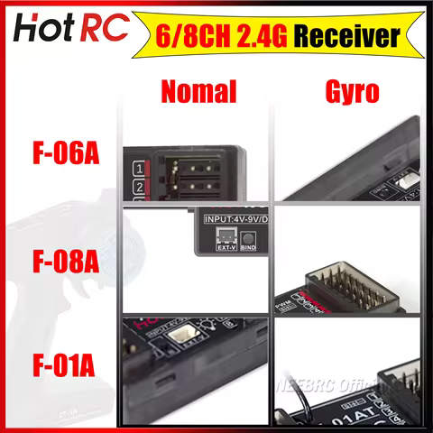 HotRC F06A F08A F01A 6CH 8CH 2.4G Normal/Gyro Mini Receiver PWM for RC Car Tank Boat Transmitter CT-