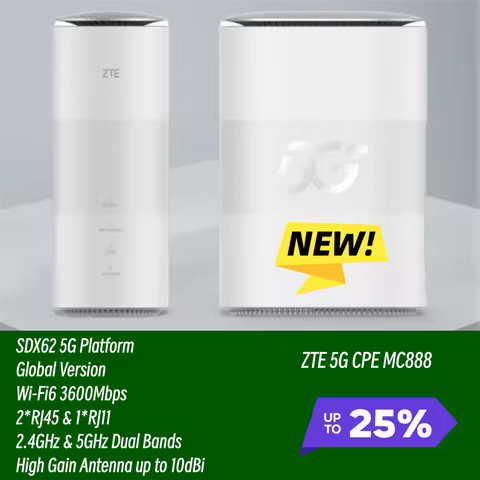 New ZTE 5G Indoor CPE MC888 WiFi 6 AX3600 SDX62 Dual Bands Wireless Router 5G NR NSA/SA 4G LTE CAT19