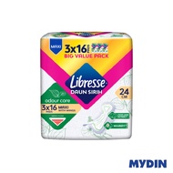Libresse Daun Sirih Value Pack Pad Maxi Wings 24cm (3 x 16's)