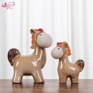 Abbraccia 1 Pair Ceramic Horse Figurines Shelf Decoration Versatile Handicraft Collectible
