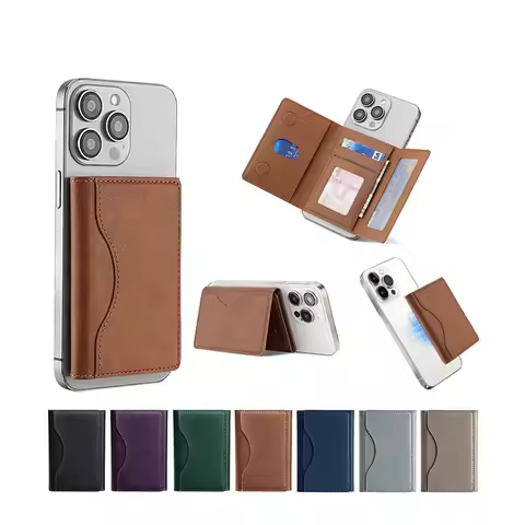 Magnetic Folding Wallet Card Holder Leather Case for Magsafe Samsung Galaxy S25 S24 Ultra S22 Plus S