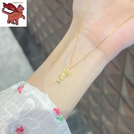 Pawnable 18k Saudi Gold Necklace Rose flower necklace womens fashion clavicle chain light luxury tem
