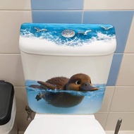[P] Cartoon Playing Water Duck Toilet Sticker Self-Adhesive Beautify Home Bathroom Decoration