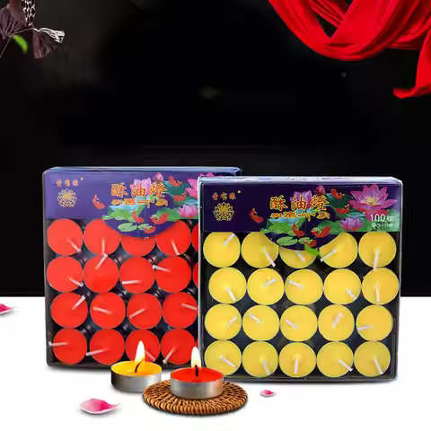 100x Tealight Ghee Butter Lamp Smokeless Candle Set for Meditation, Ceremonies, Altars, Diwali Decor