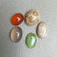 5pcs Natural Batu cincin Cempaka putih Cempaka kuning Giok Aceh Teratai Fosil Kayu