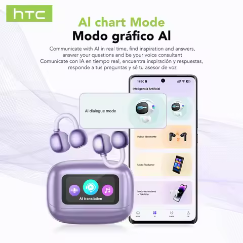 HTC NE54 TWS Ear Clip Wireless Earbuds Wireless Earbuds Bluetooth 5.3 ENC Noise Cancelling LED Digit