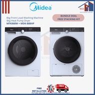 Bundle Deal - Midea MFK868W 8kg Front Load Washing Machine + Midea MDK-888HP 8kg Heat Pump Dryer - FREE STACKING KIT