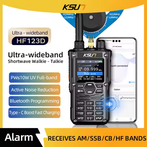 KSUN HF123D Walkie Talkie Long Range AM SW SSB HF UHF VHF Shortwave CB Radio Station HAM Transceiver