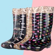 LdgKnee-High Rain Boots Waterproof Shoes Long Tube Woolen Cotton Rain Rubber Boots Shoe Cover Rubber Boots Female Adult
