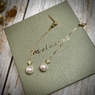 18K Akoya 粉珍珠鑽石耳環