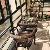 Balcony Outdoor Table Chair Chair Tea Outdoor Three-Piece Set Table Chair Table Chair Rattan Courtya