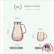 Golden Borosilicate Glass Water Bottle 2 Liter | High quality anti-heat shock gold glass bottle, cap