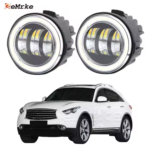 2x Led Angel Eyes DRL + Fog Lights Lamp for Infiniti FX II S51 FX35 FX37 FX50 FX50S FX37S FX30d FX30