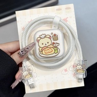 Cute rilakkuma Charger Protector Case 40W Soft Charger Case Cable Protector for iPhone 17 Pro Max