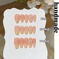Press on nails handmade [Cream Yellow Flower] Summer Sweet Girly Style Cream Yellow Gradient Fake na