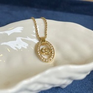 DIOR OVAL CRYSTAL NECKLACE 閃石橢圓頸鏈 項鍊 日本中古vintage
