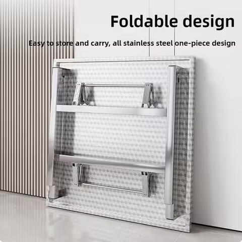 Buffet Serving Counter Home Dining TableStainless Steel Multifunctional Foldable Table Portable Outd