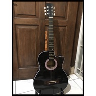 HITAM Yamaha Asscar Acoustic Guitar Black Bonus Bag