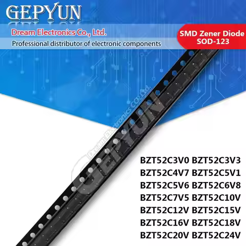 100Pcs SMD Zener Diode BZT52C3V0 BZT52C3V3 BZT52C4V7 BZT52C5V1 BZT52C6V8 BZT52C7V5 BZT52C10V BZT52C1