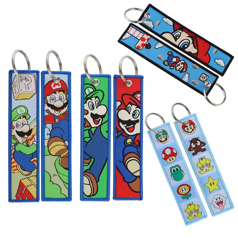 Cool Anime Game Keychain Embroidery Game Key Tag Cute Cartoon Key Fobs Key Rings Backpack Wallet Key