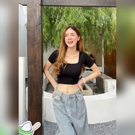 sudatashop เสื้อครอป คอเหลี่ยม ผ้าเรย่อน หนา2ชั้น BASIC 191 A401B 193 M304A