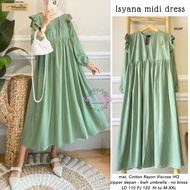 Isyana Midi Dress/Baju wanita/Pakaian Wanita/Baju Muslim/Gamis/Dress