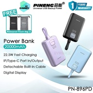 Pineng PN896 20000mAh Powerbank Fast Charging Powerbank Built in Cable Pawer Bank Pineng Power Bank 