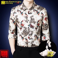 Áo Sơ Mi Lụa Nam Mới Mùa Xuân Dài Tay Mỏng Lụa Satin