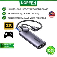 UGREEN Video Capture Card 4K HDMI to USB A USB C 60Hz Video Audio Recording Gaming Streaming PS4 PS5