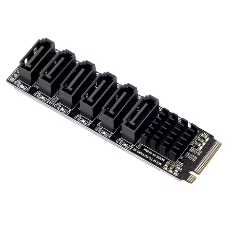 M.2 M KEY NVMe to 6 Ports SATA Convert Card 5 Ports SATA 3.0 Extend Adapter PCIE 3.0 X2 Hard Disk Ca
