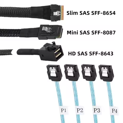 Internal Mini SAS SFF-8087/SFF-8643 SlimSAS SFF8654 Host To Target 4 SATA Hard Disk Motherboard Serv
