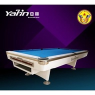 Meja Billiard 9 Ft Yalin Silver Line White - Meja Billiyar