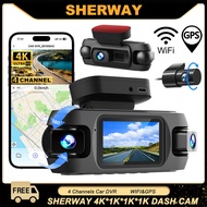 4 Channel 4K Dash Camera for Cars 360° Dashcam 4 Lens 1080p Front Left Right Rear Car DVR Built-in W