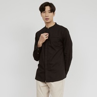 KEMEJA Men's shirt M231 Shanghai Men's Shirt Plain Soft Twill Long Black 1971D - S long sleeve short