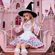 Halloween Pink Maid Costume LOLITA Dress Stage Soft Girl Cafe